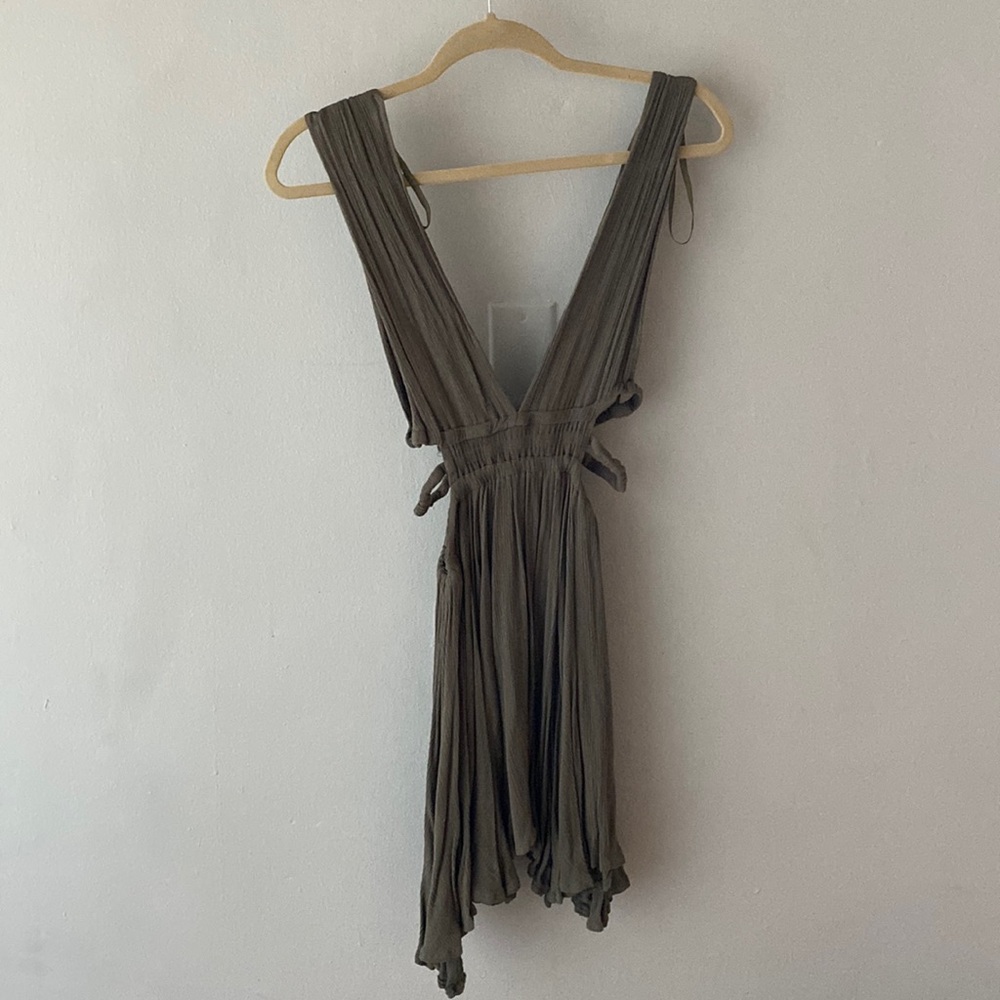 Olive Green Cut Out Mini Dress